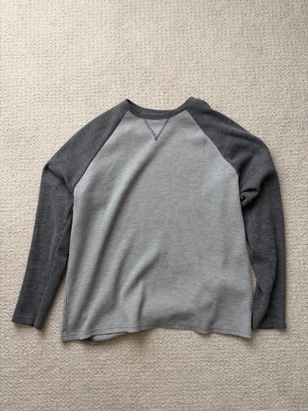 Edikted Two-Tone Grey Waffle Knit Raglan Pullover oversized